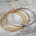 Thin classic golf bangles in gold, brushed gold, rose gold and silver - indie and harper