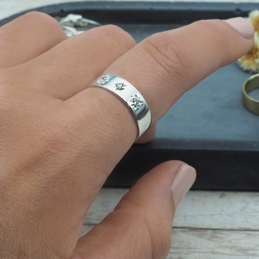 finger wearing sterling silver band ring - womens sterling silver jewellery australia
