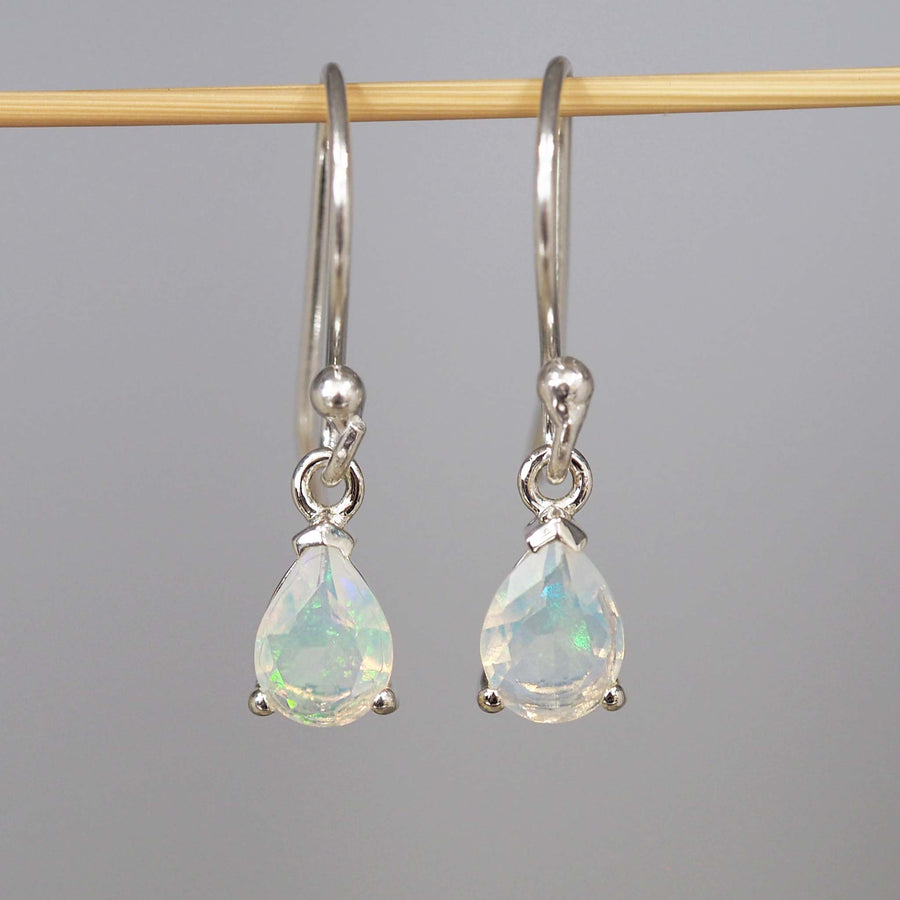classic opal earrings - dainty natural opal earrings with sterling silver - online jewellery brand indie and harper