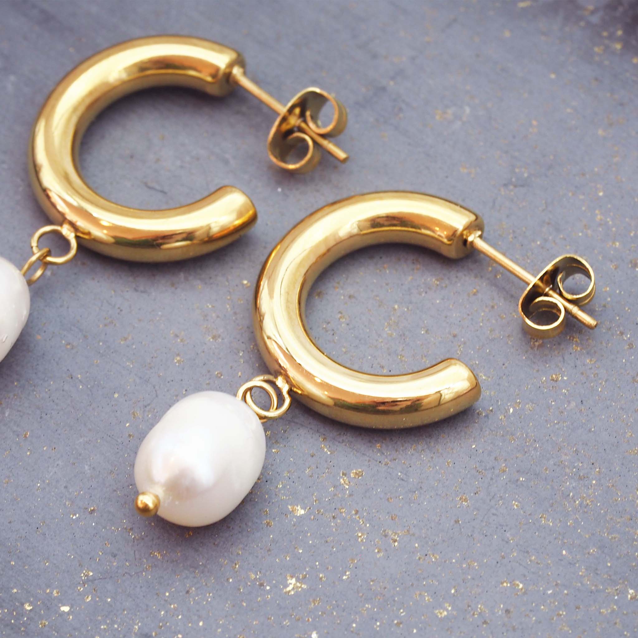 stainless steel earrings with gold plating - women's statement earrings online by indie and harper