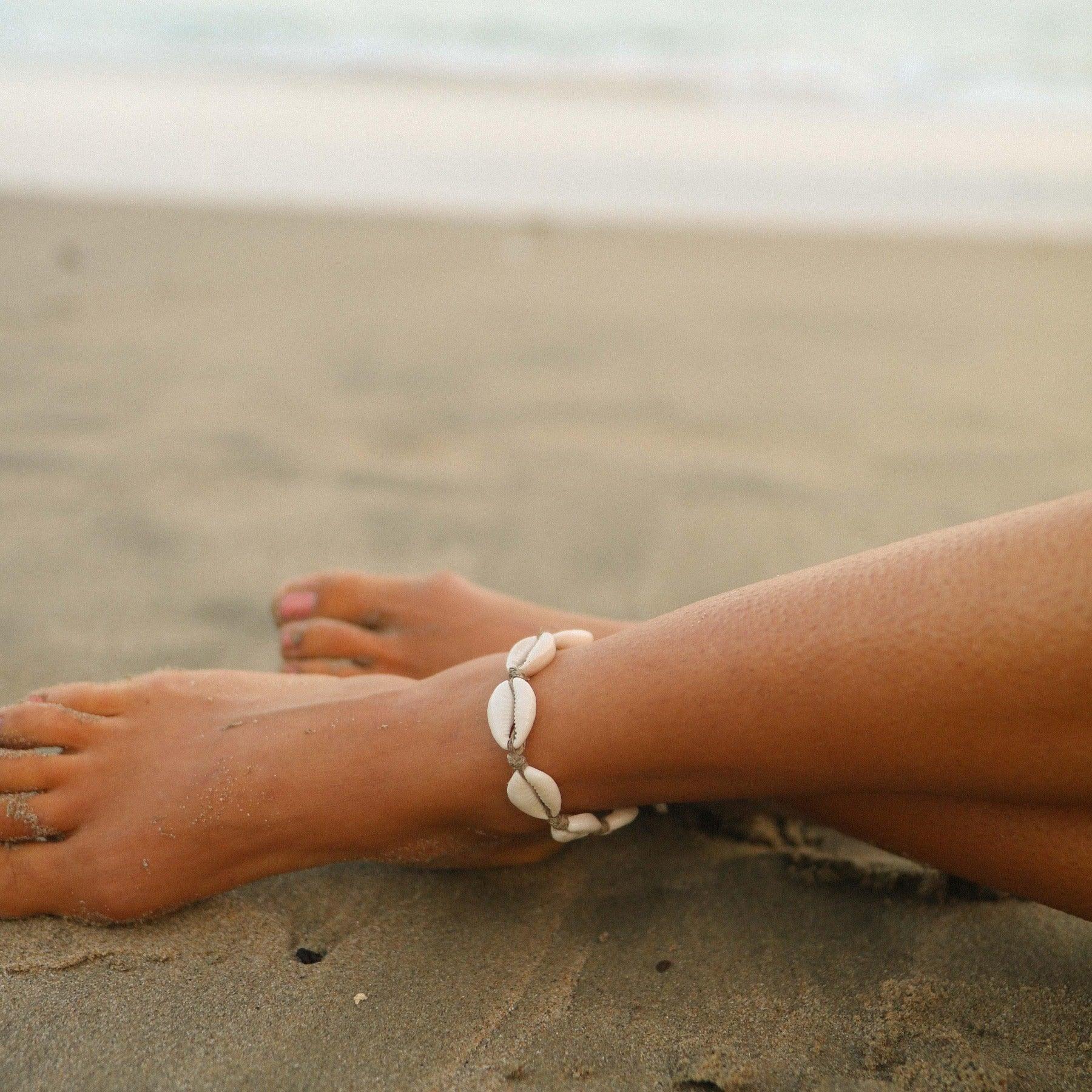 Cowrie Sea Shell Anklet - womens jewellery by indie and harper