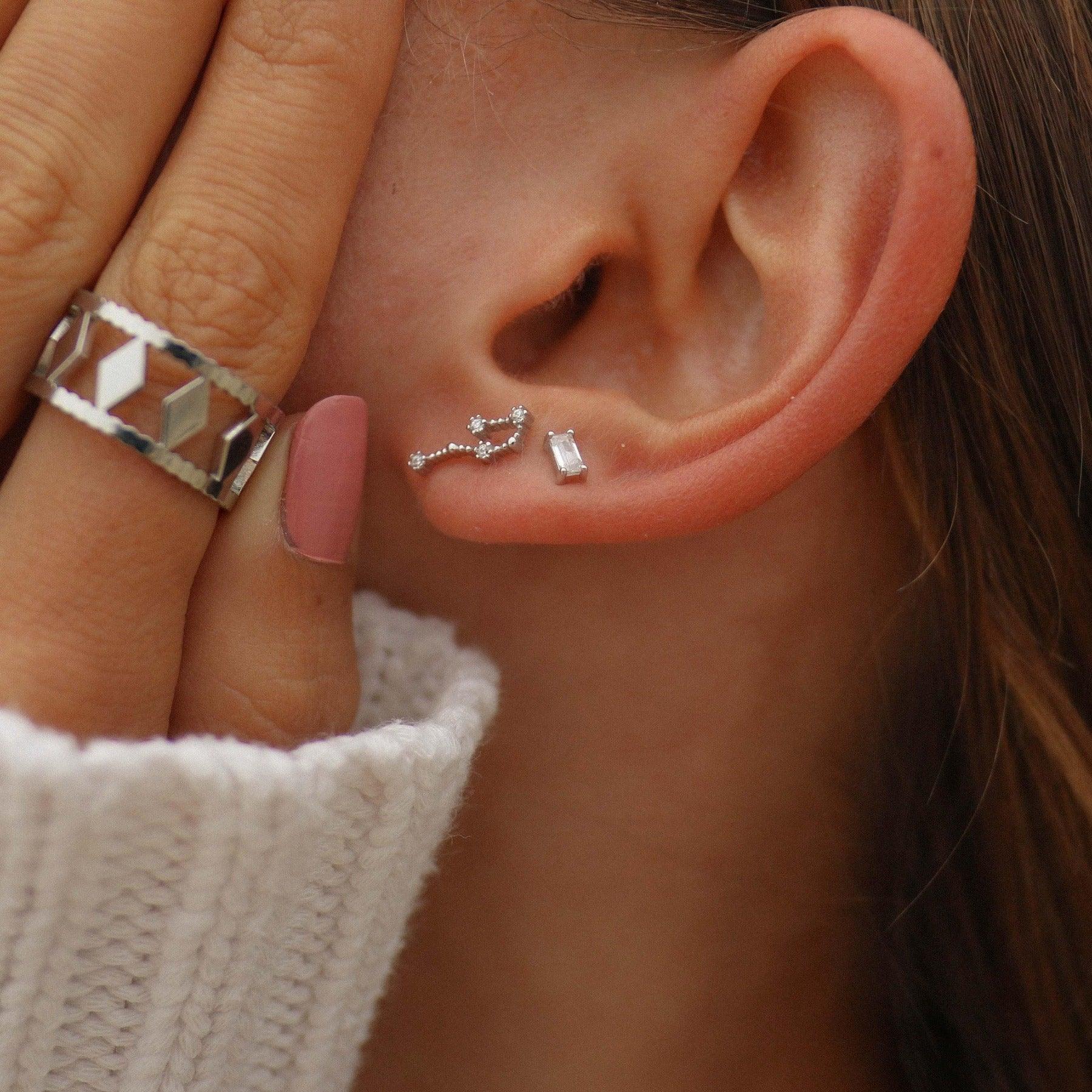 Dainty Baguette Stud Earrings - womens jewellery by indie and harper