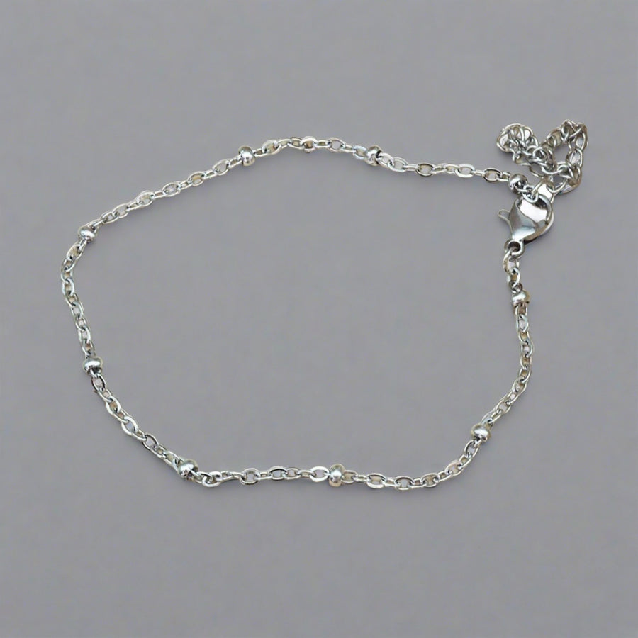 Dainty silver Beaded Bracelet - womens silver waterproof jewellery Australia