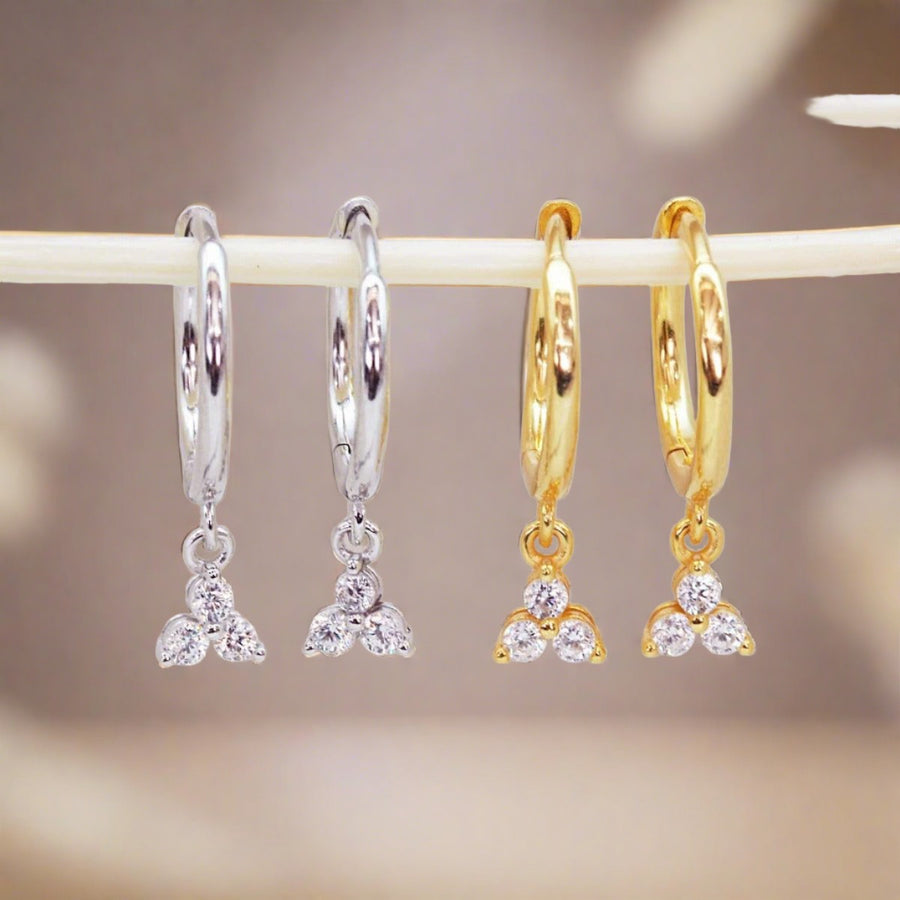 Dainty Clover silver and gold Hoop earrings - womens jewellery Australia 