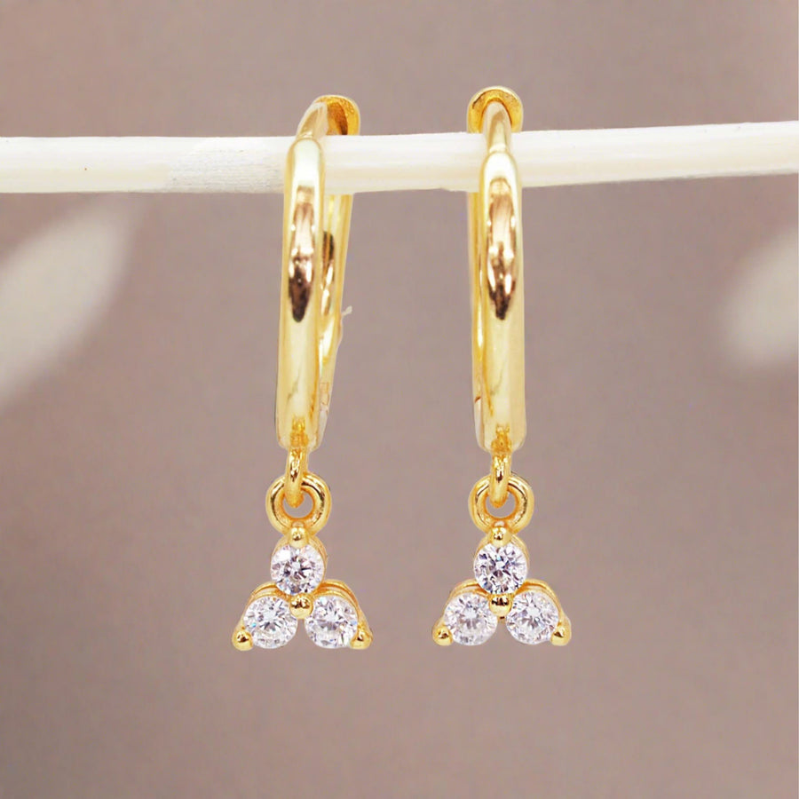 Dainty Clover gold Hoop earrings - womens gold jewellery Australia 
