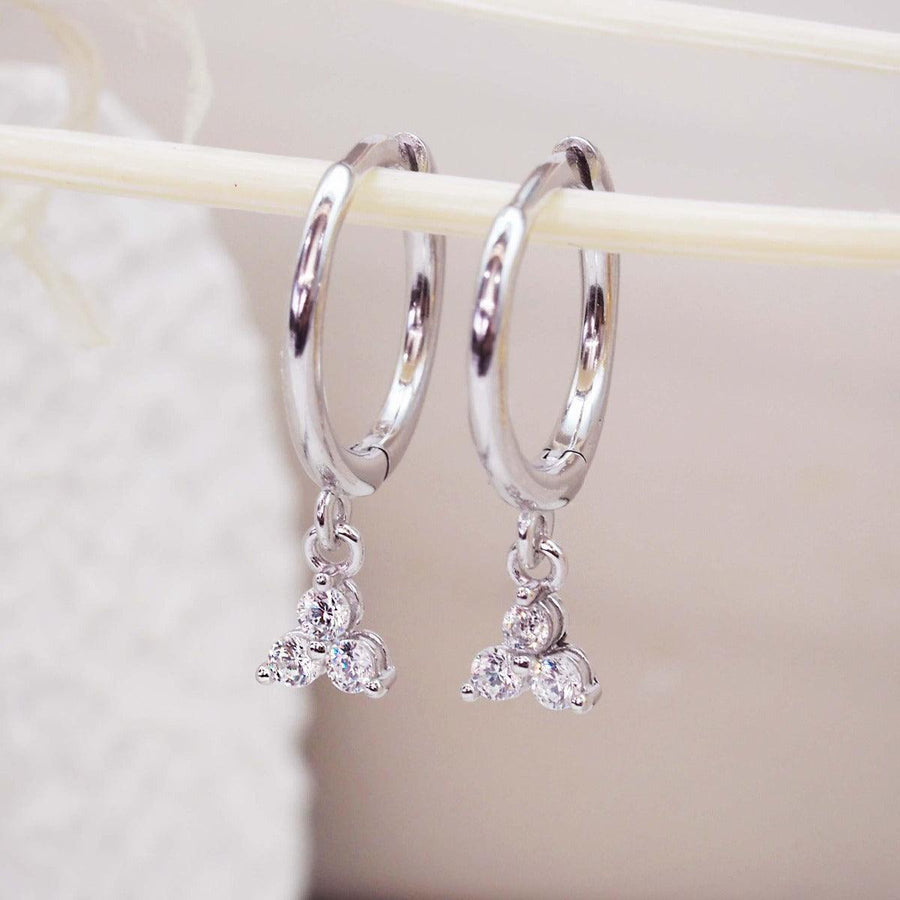 Dainty Clover silver Hoop earrings - womens silver jewellery by indie and harper