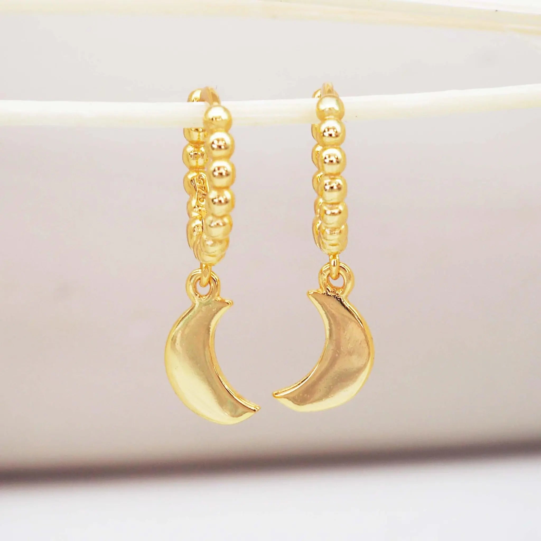 Dainty crescent moon gold Earrings - womens jewellery by indie and harper australia