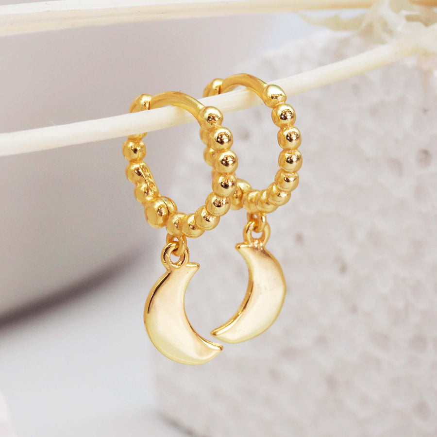 Dainty Crescent Moon Hoop gold Earrings - womens gold jewellery Australia 