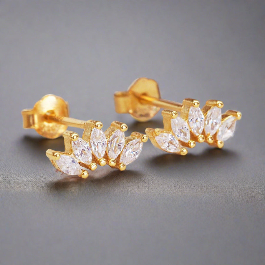 dainty gold earrings with cubic zirconias