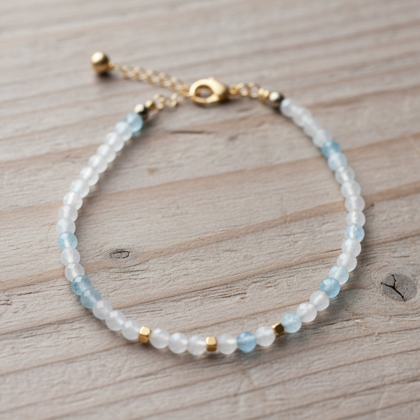 Beaded Aquamarine bracelet - beaded jewellery by Australian jewellery brand indie and Harper