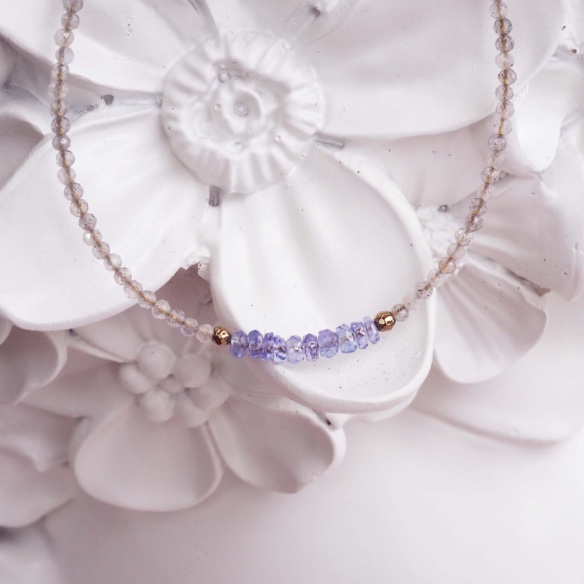 dainty tanzanite, labradorite bracelet - women's gemstone jewellery by indie and harper australia