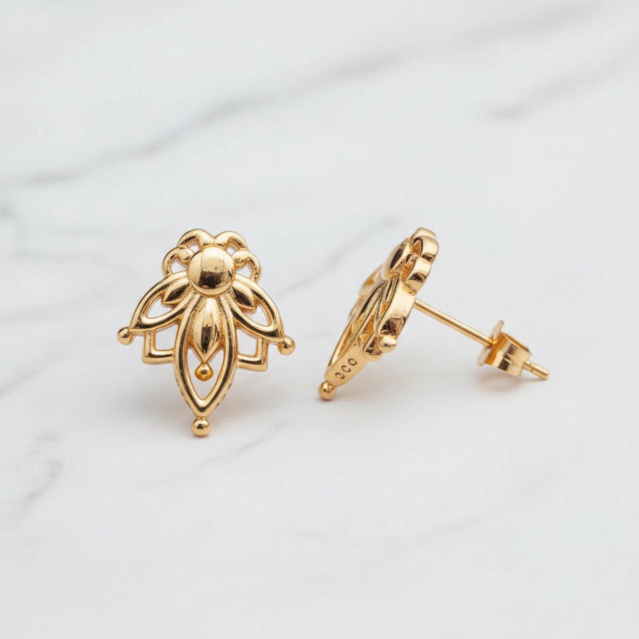 dainty gold lotus flower stud earrings by indie and harper australia