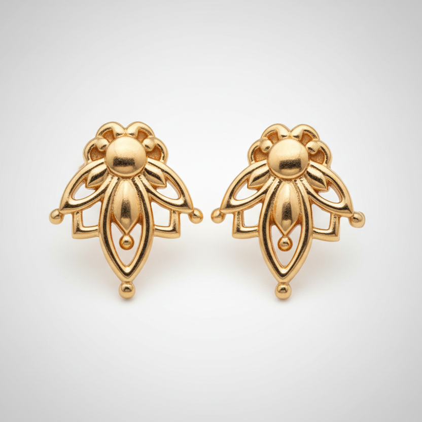 Dainty gold lotus stud earrings