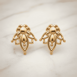 Dainty gold lotus stud earrings