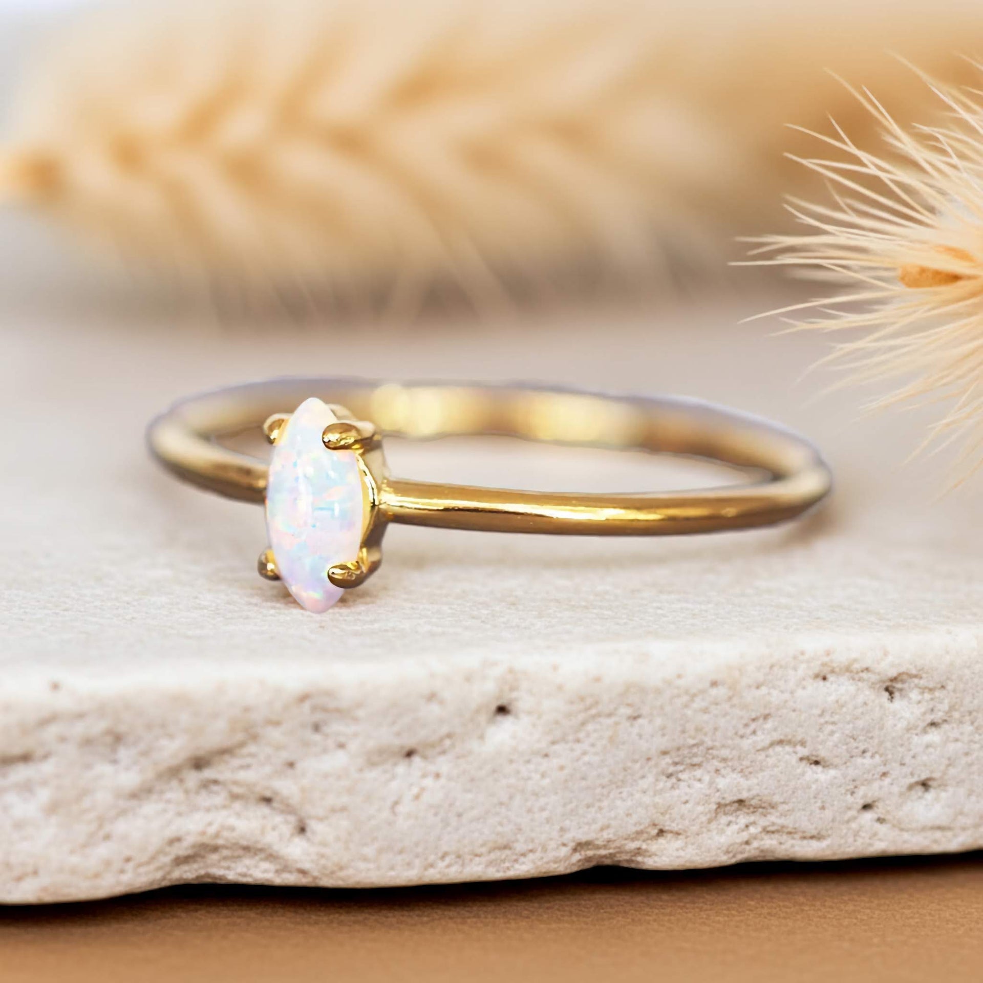 Gold Dainty Opal Ring