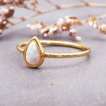  www.indieandharper.com Dainty Gold Tear Drop Opal Ring