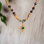 dainty gold turquoise beaded necklace