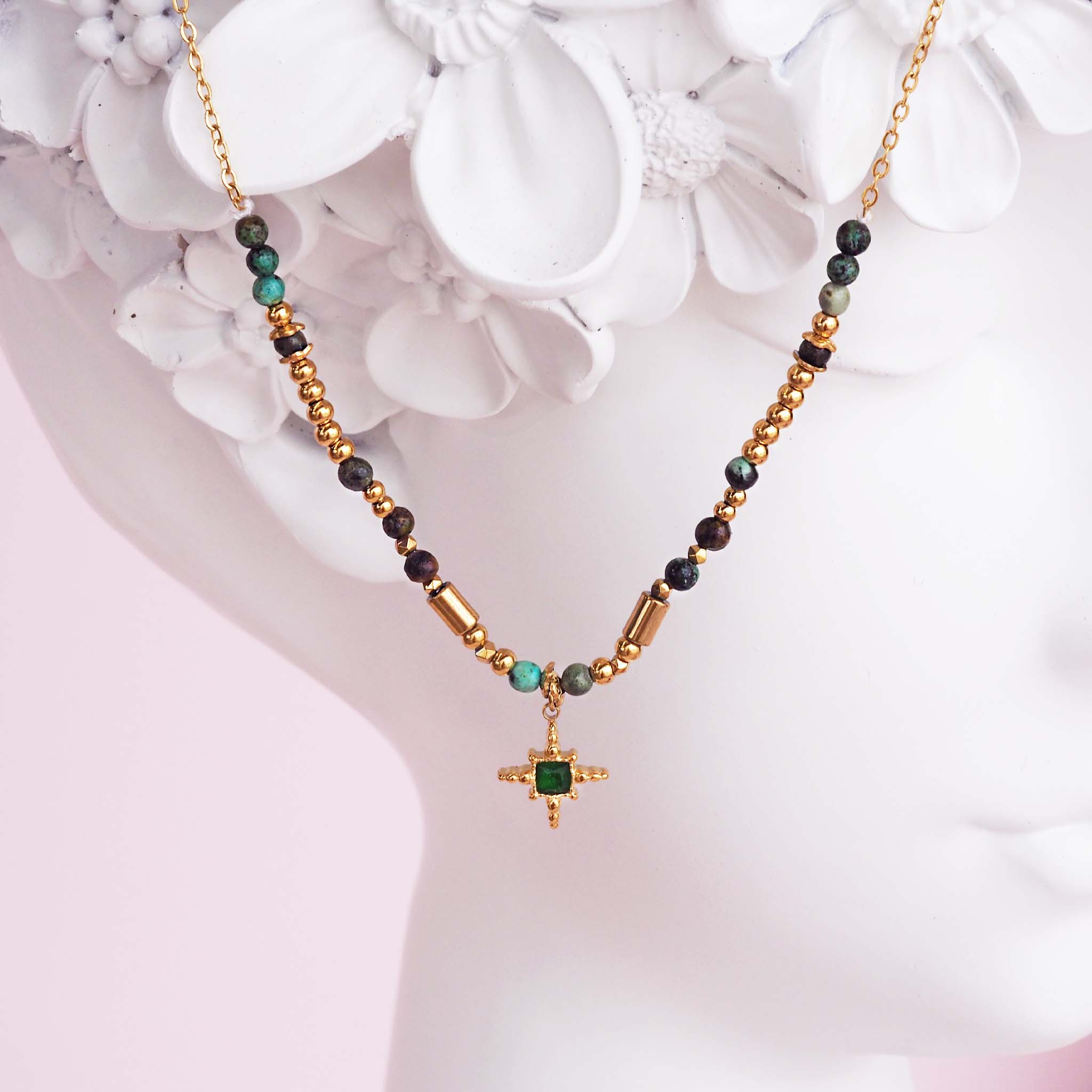 dainty gold turquoise necklace - women's jewellery by indie and harper