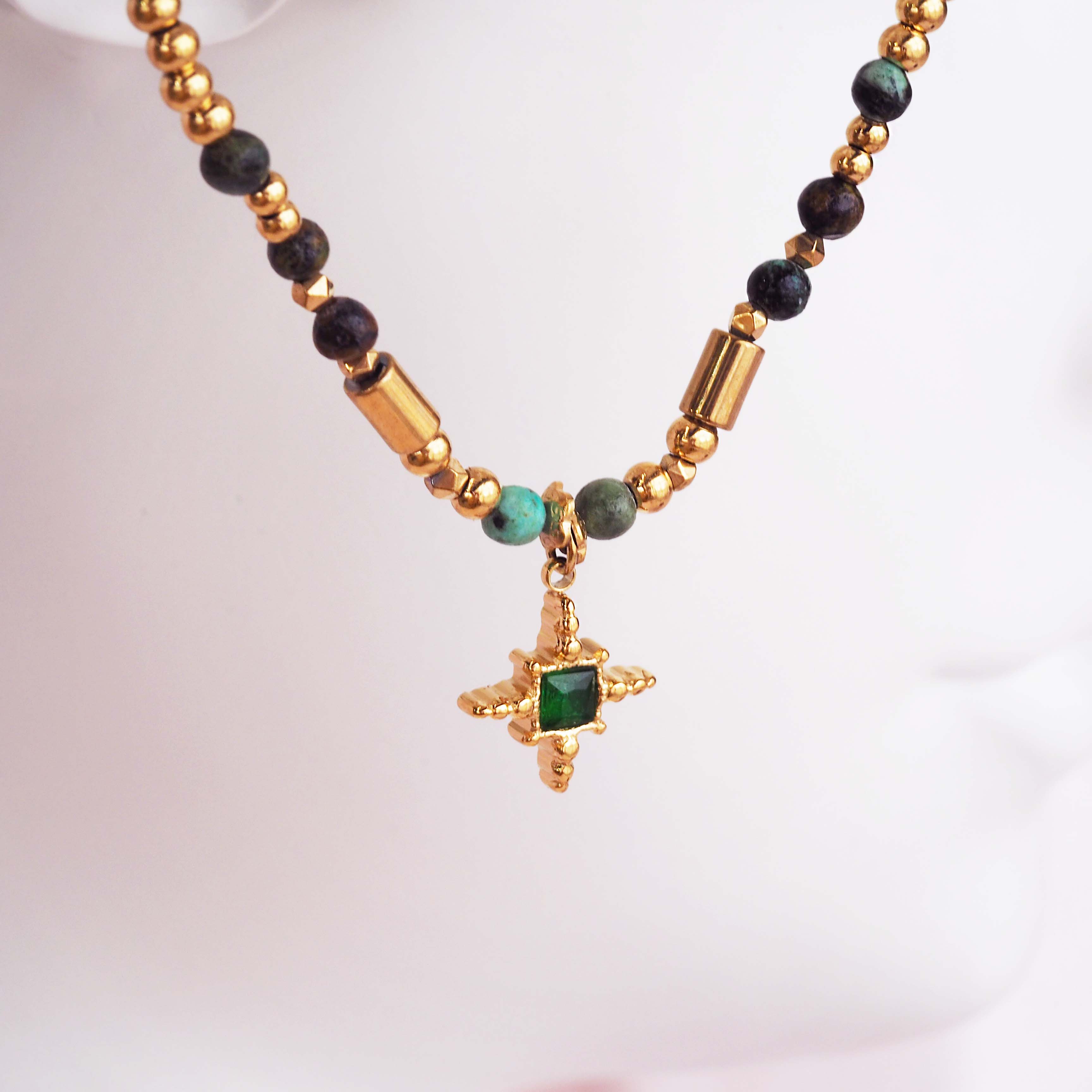 dainty gold turquoise necklace - women's jewellery by indie and harper
