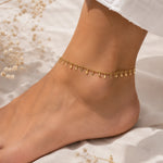 dainty waterproof gold anklet worn