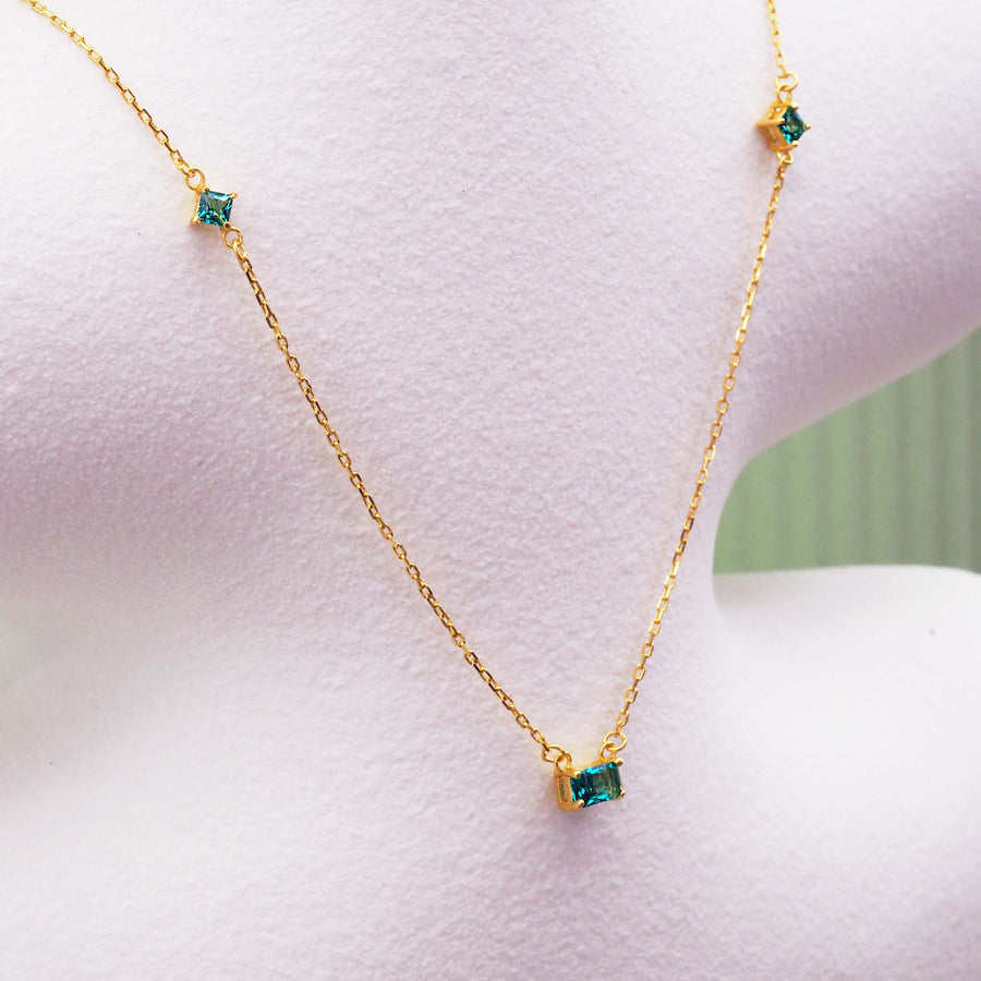 dainty green cubic zirconia necklace - women's dainty jewellery australia