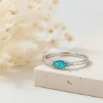 dainty sterling silver green opal ring with CZs by indie and harper australia