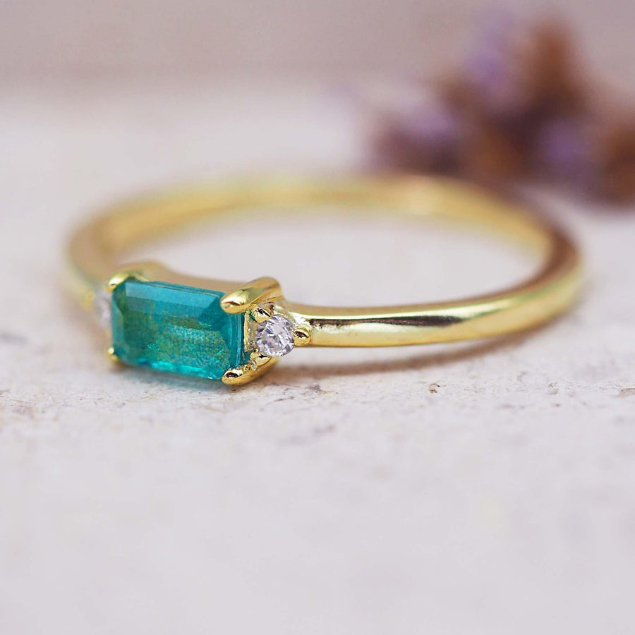 Gold Dainty Green Opal Ring - opal jewellery australia