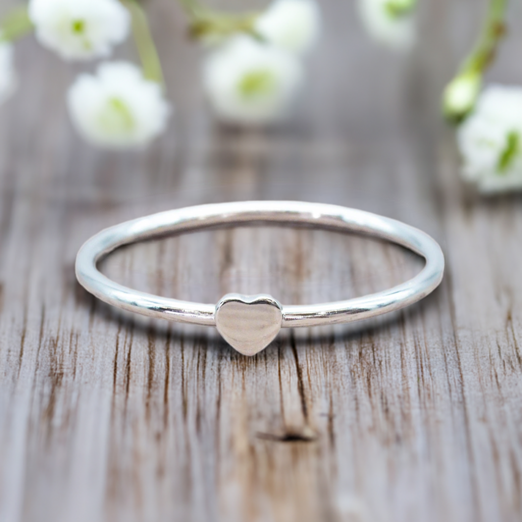 dainty heart silver ring - womens sterling silver jewellery by indie and harper Australia 