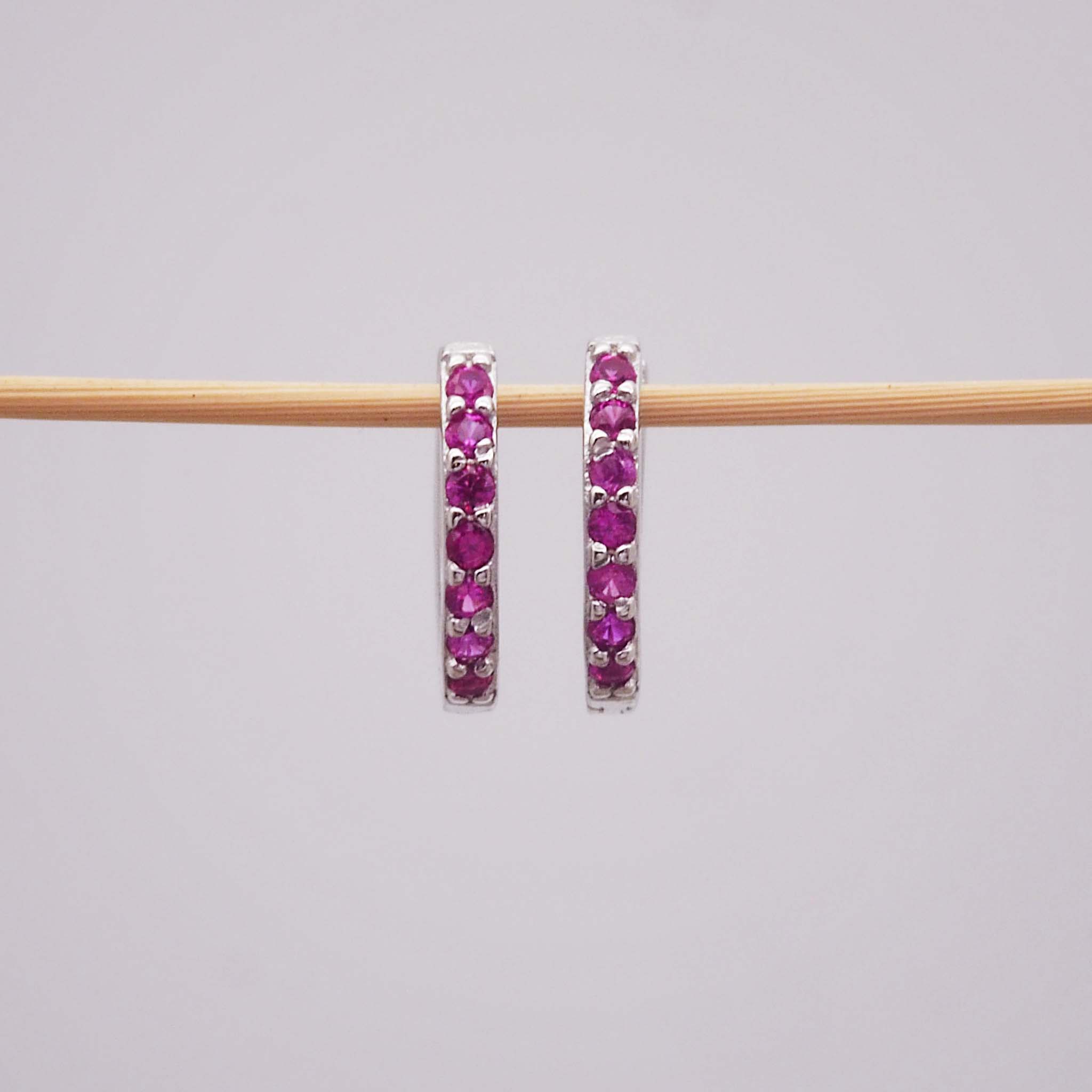 dainty huggie earrings - sterling silver and red - indie and harper jewellery australia