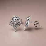 sterling silver lotus flower stud earrings
