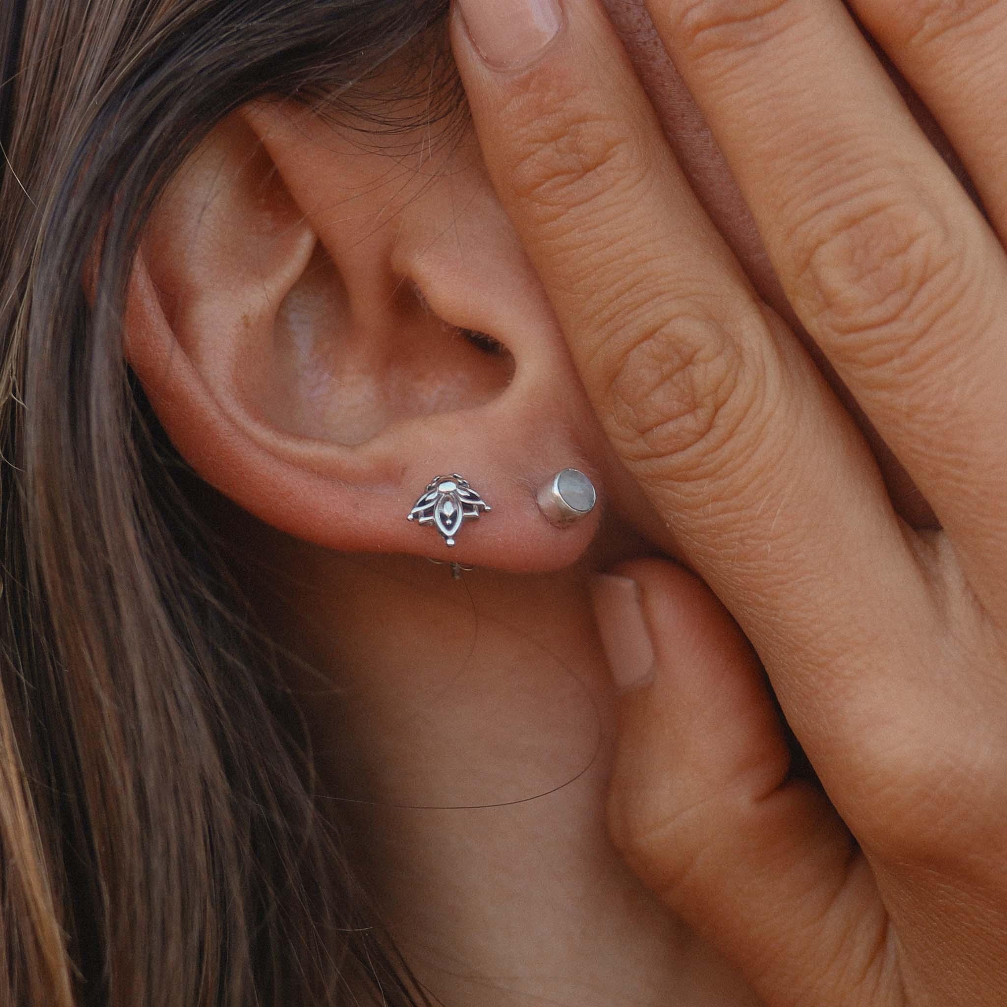 Dainty Moonstone Studs - womens jewellery by indie and harper