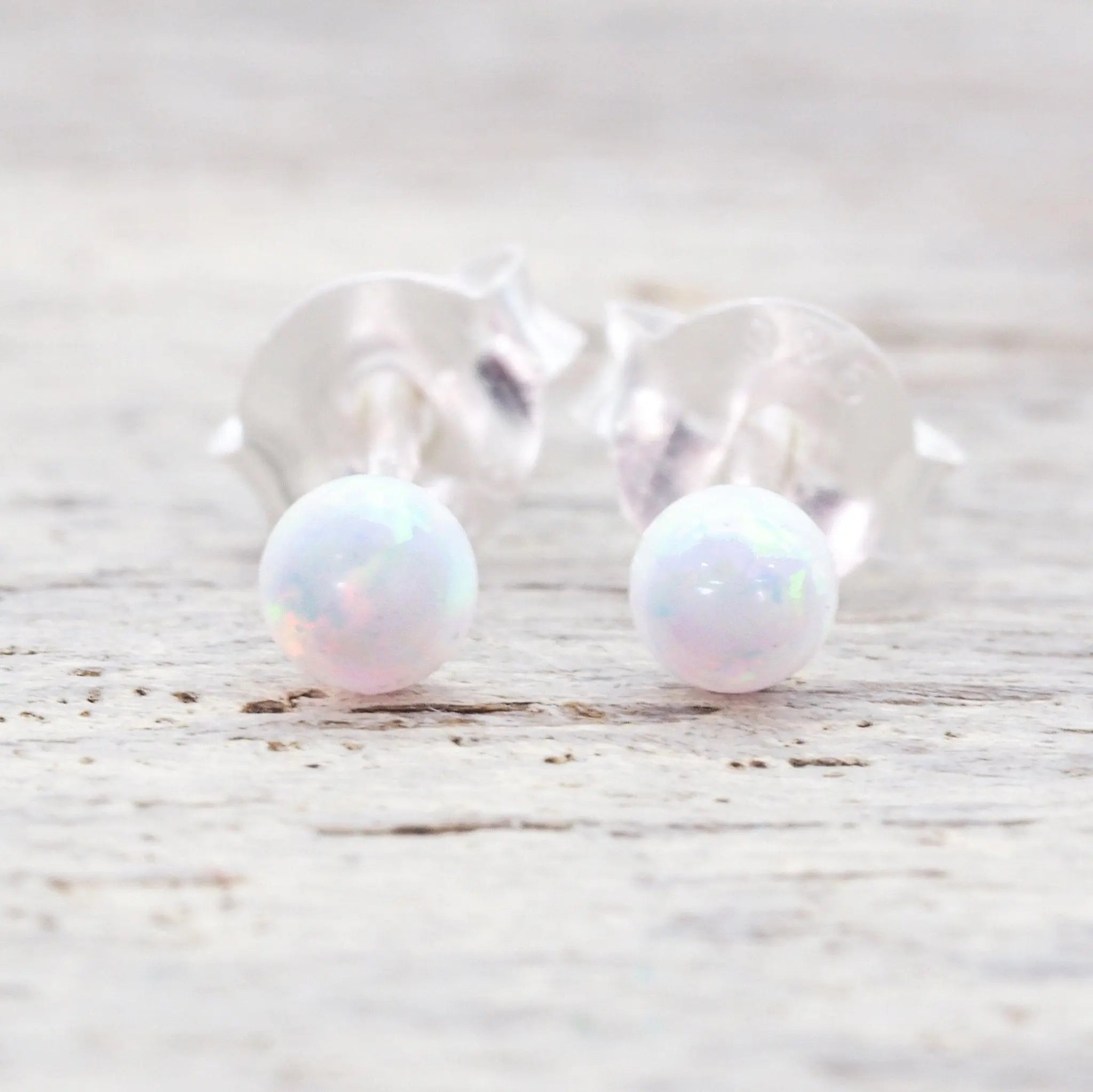 Dainty Opal Earrings - womens white opal jewellery by australian jewellery brands indie and harper