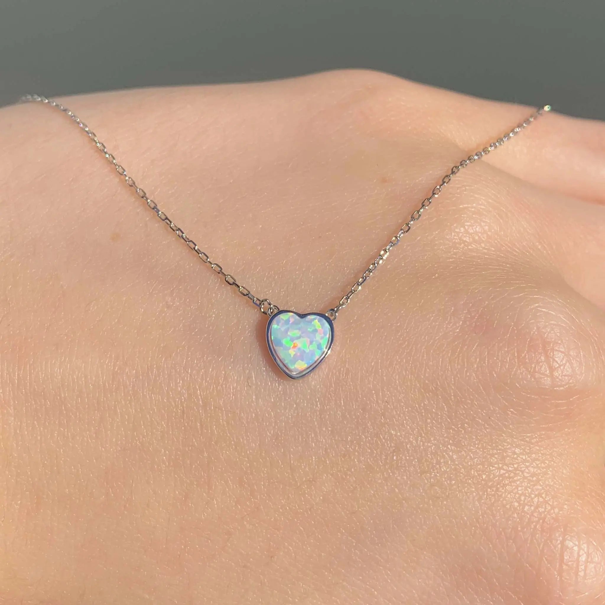 dainty heart white opal necklace - white opal jewellery by Australian jewellery brands indie and harper