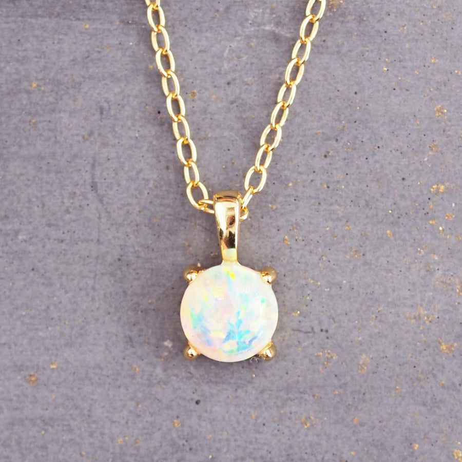 Dainty gold Opal Necklace - womens gold Opal jewellery by indie and harper