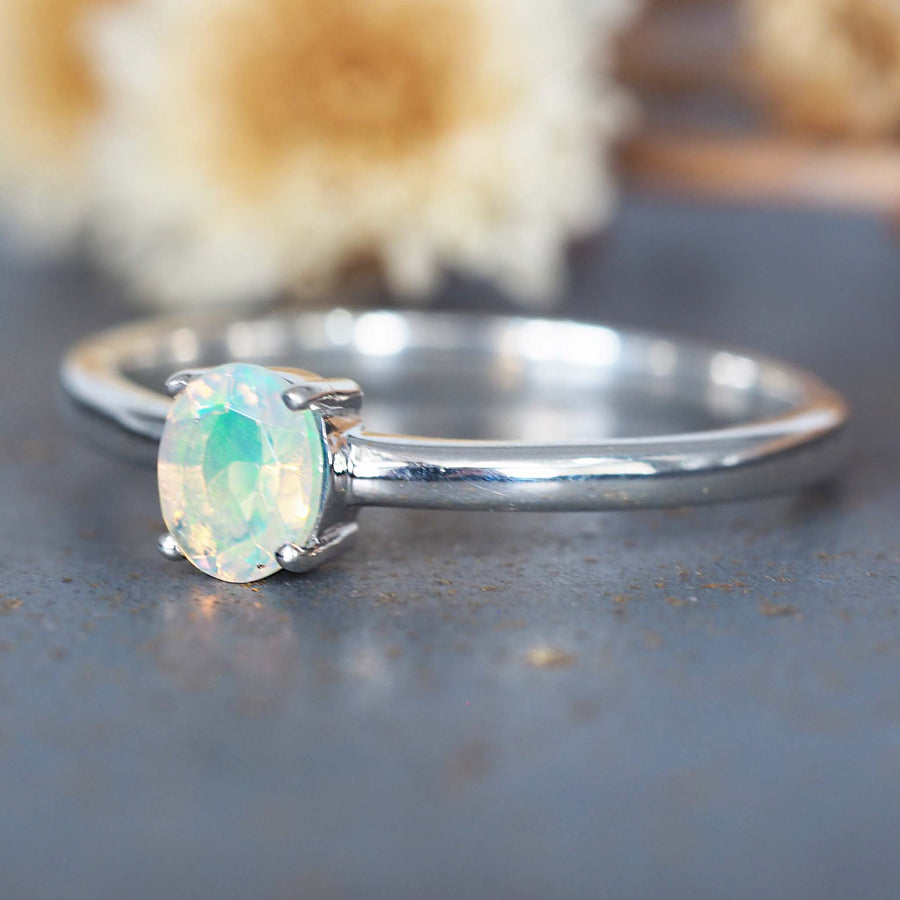 Sterling silver opal ring - women's opal jewellery Australia 