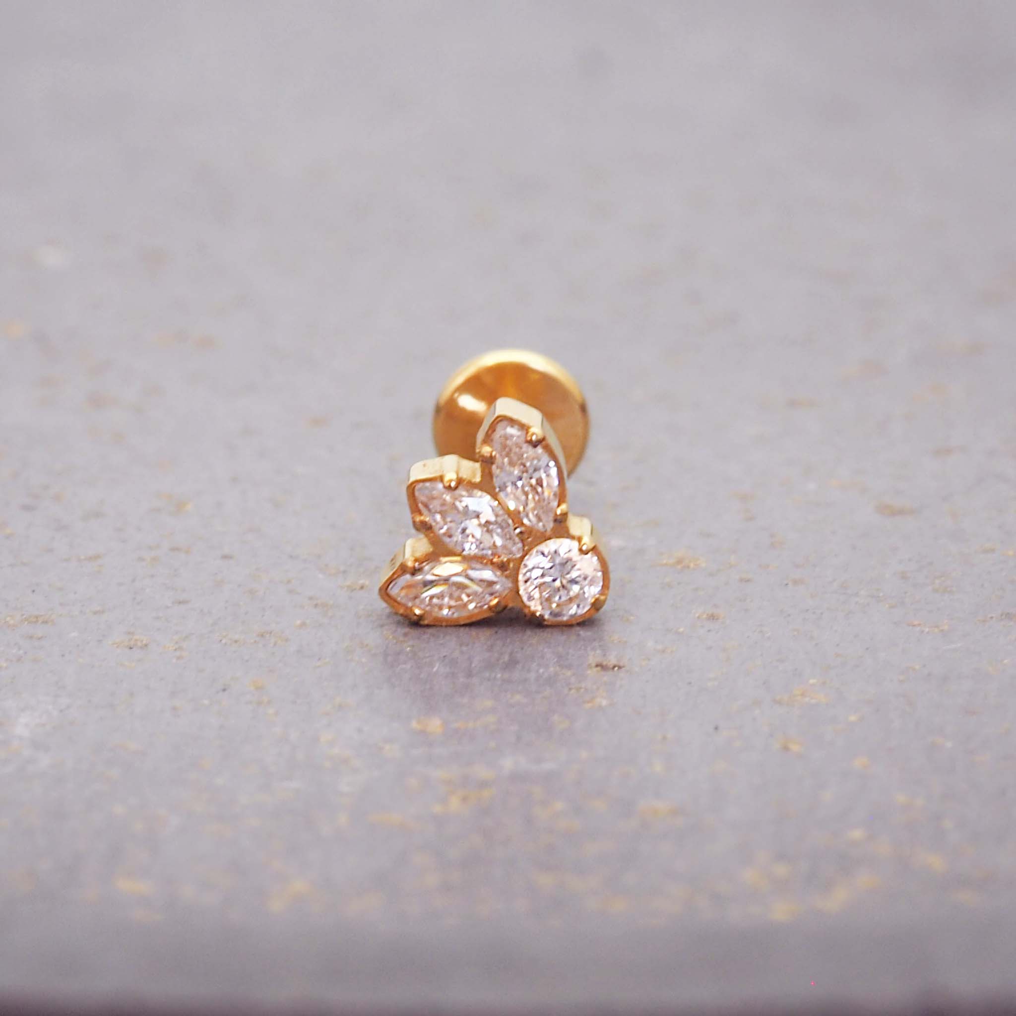 dainty helix flat back earrings made with gold plating over stainless steel and gold plating - womens alternative jewellery by indie and harper