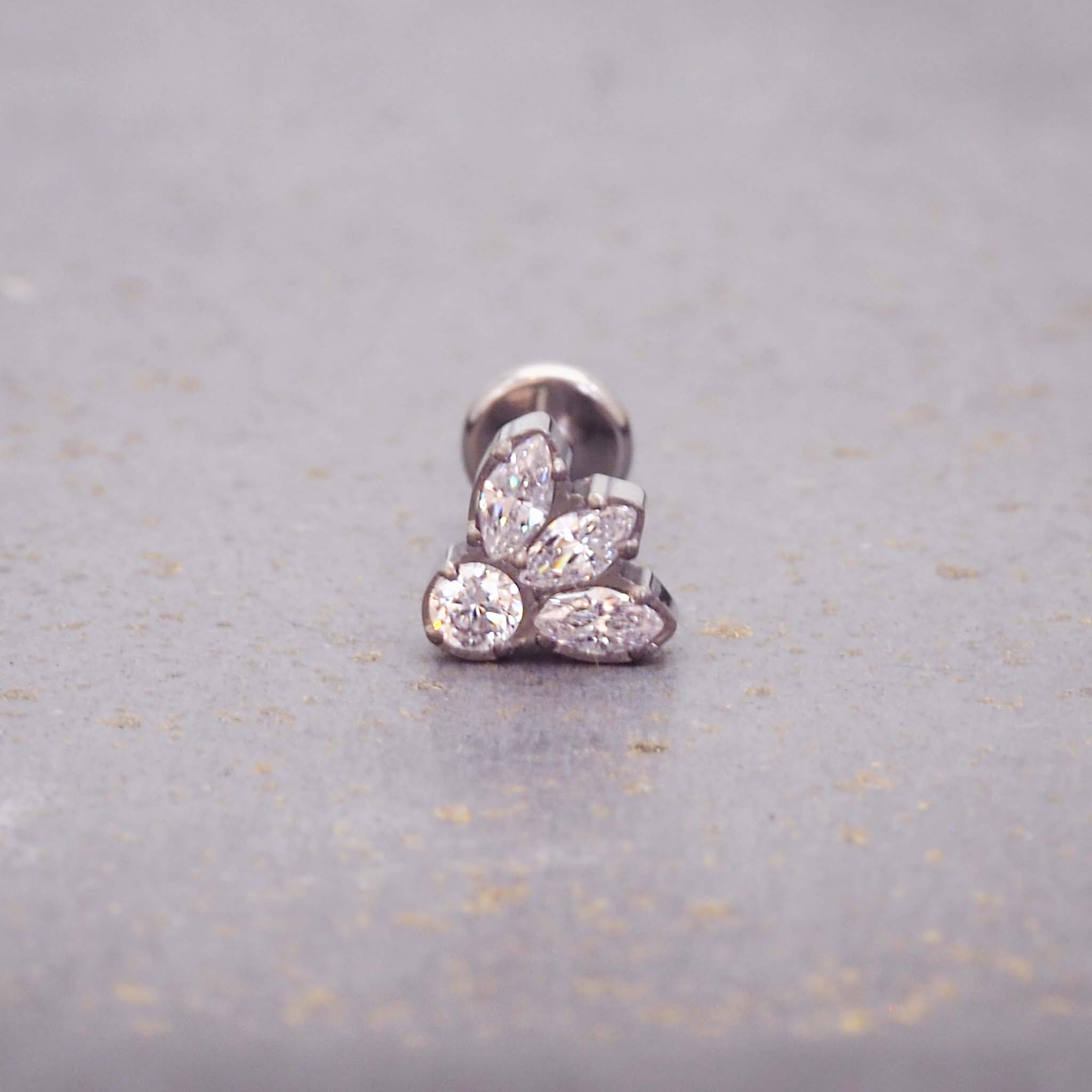 dainty stainless steel helix flat back earring made with dainty cubic zirconia - womens jewellery by indie and harper