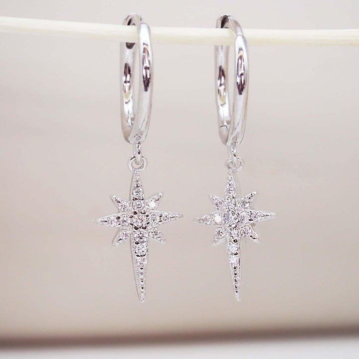 Dainty Shooting Star Hoop silver Earrings - womens silver jewellery