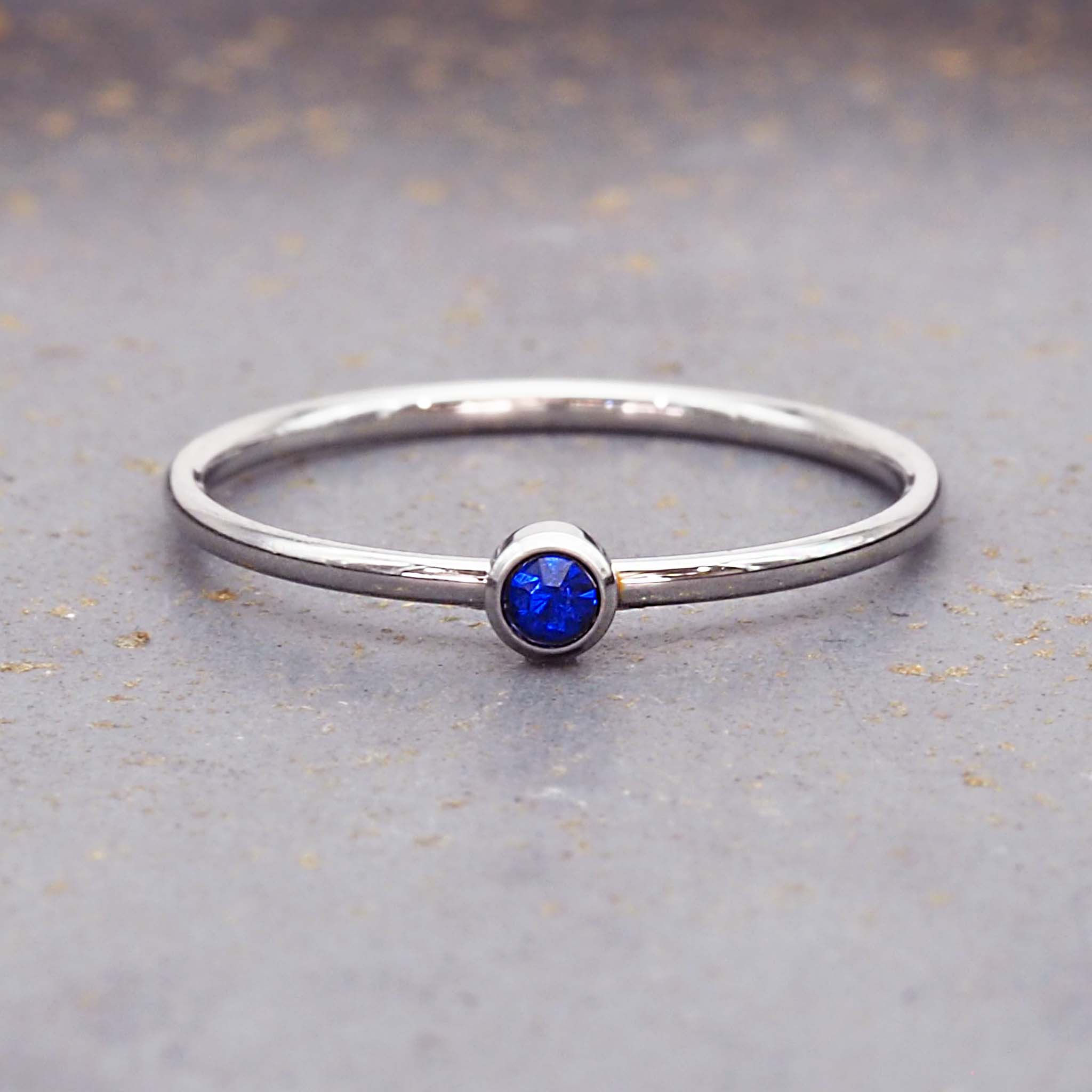 September birthstone dainty silver ring - waterproof jewellery by Australian jewellery brands indie and Harper