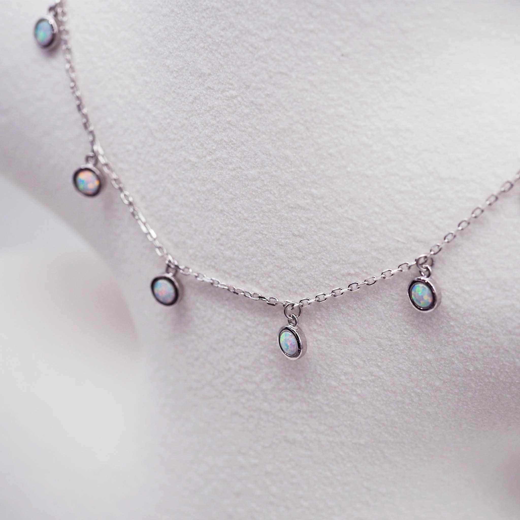 Dainty Sterling Silver Opal Necklace by Indie and Harper
