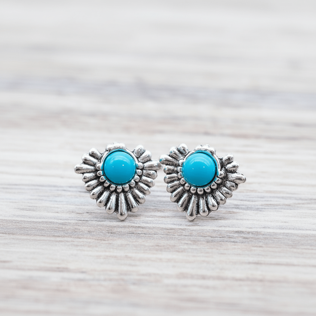 Silver stud earrings with turquoise 