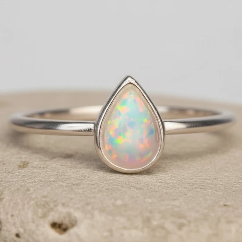 dainty sterling silver opal ring by indie and harper australia