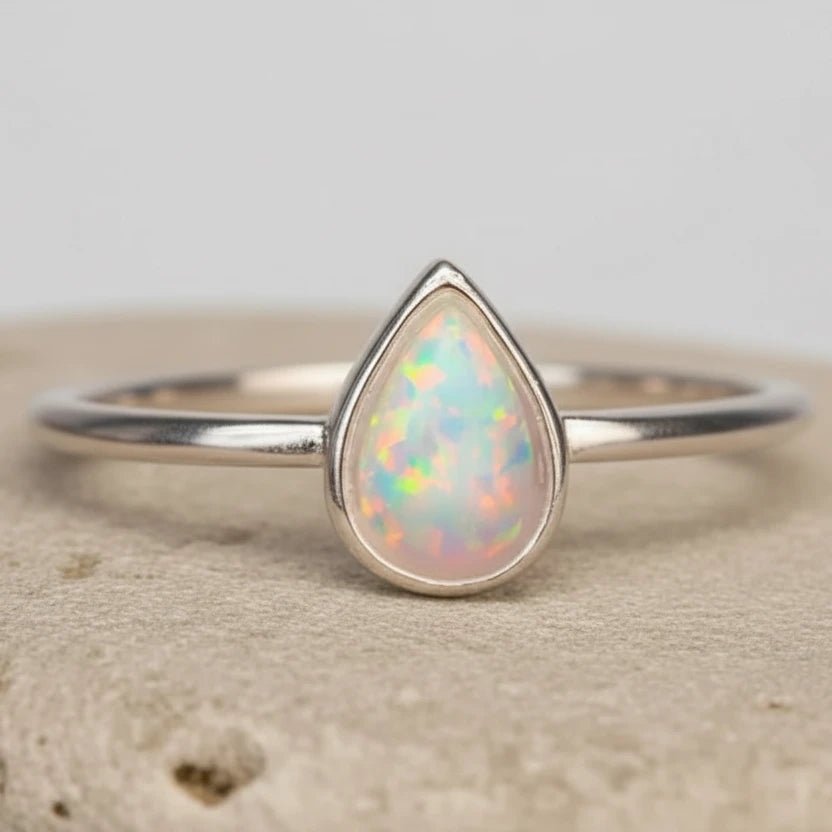 dainty sterling silver opal ring by indie and harper australia
