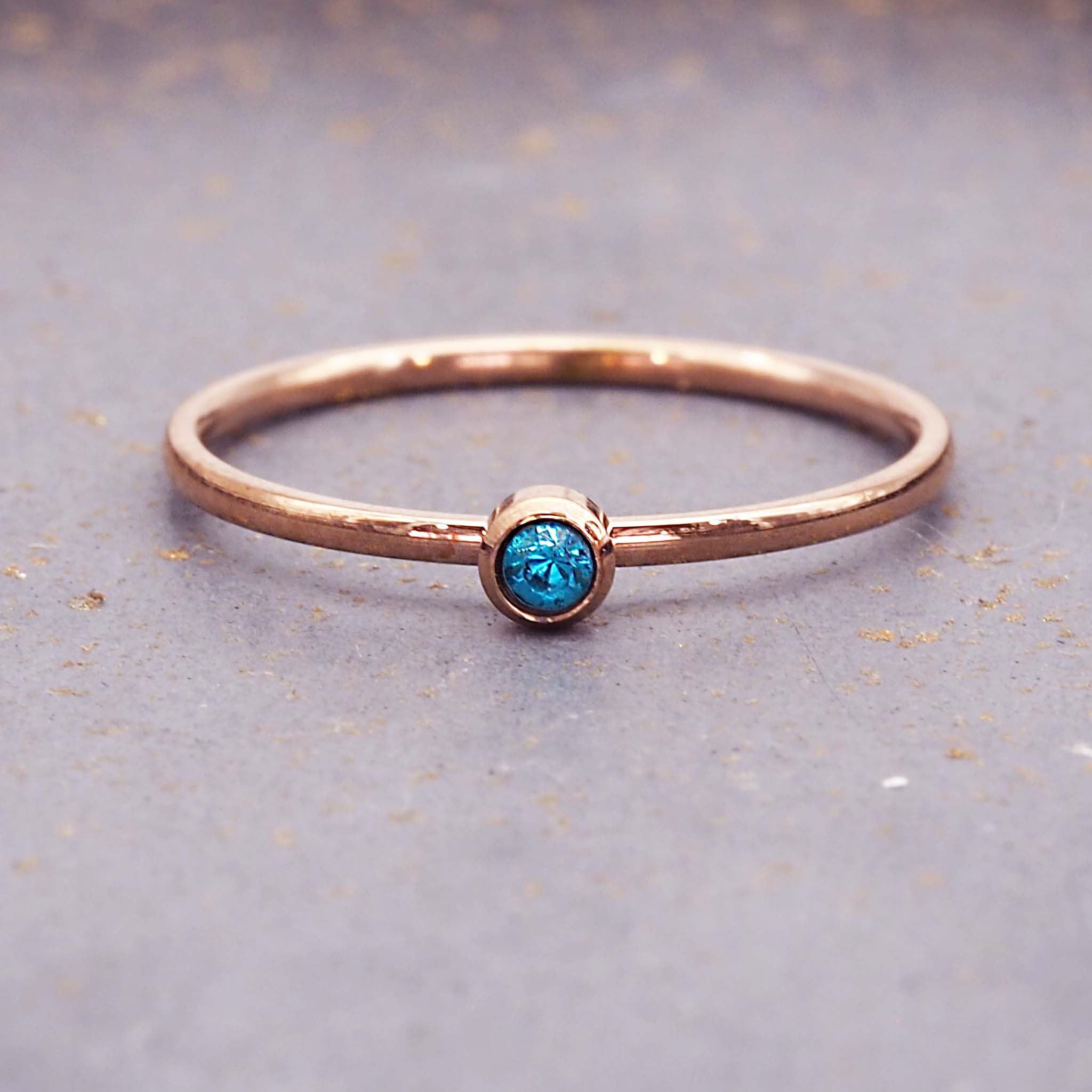 December Birth Month Rose Gold Stacker Ring