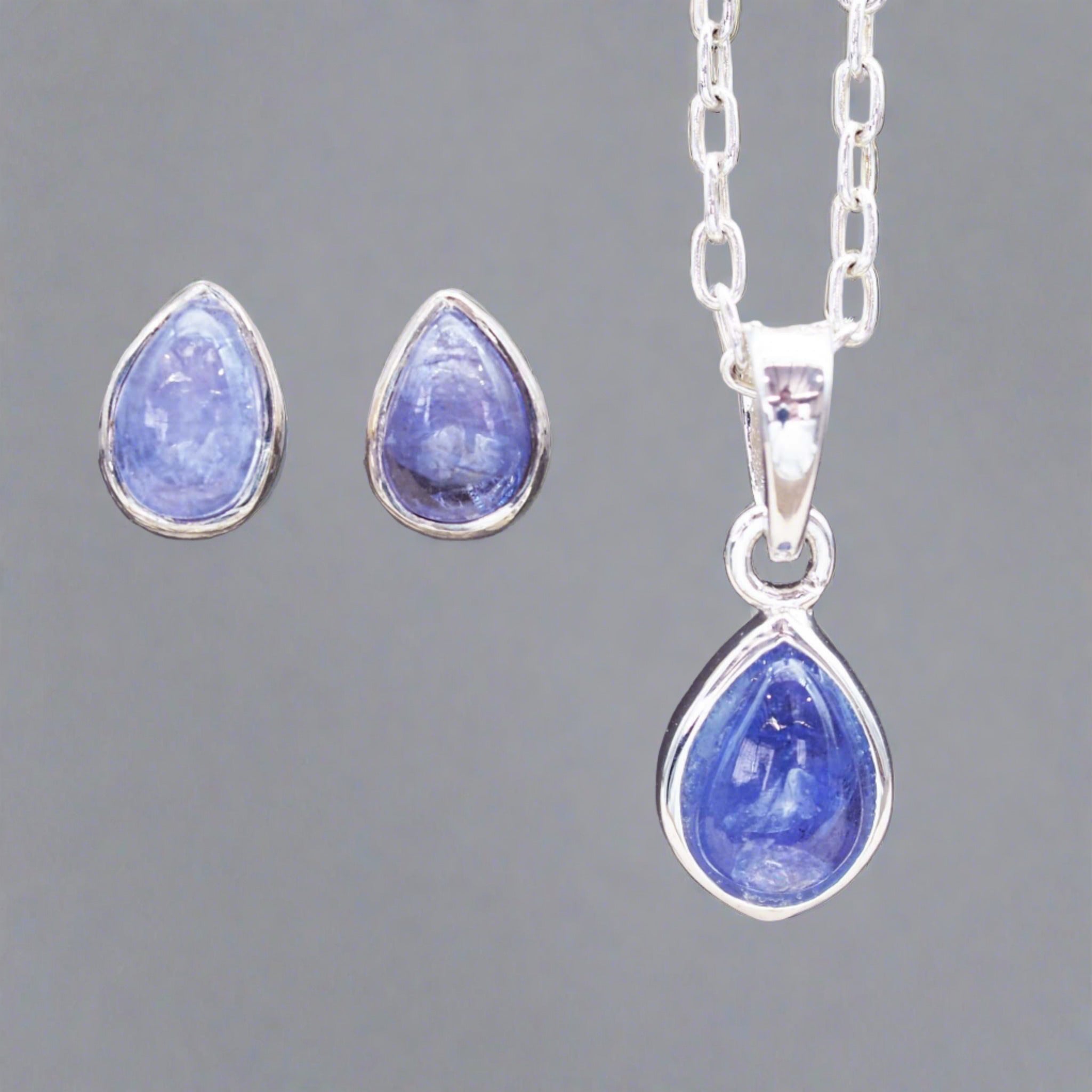 silver December Birthstone tanzanite earrings and necklace indie and harper australia