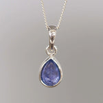 sterling Silver December Birthstone Necklace with natural tanzanite gemstone pendant - december birthday gift