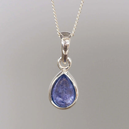 sterling Silver December Birthstone Necklace with natural tanzanite gemstone pendant - december birthday gift