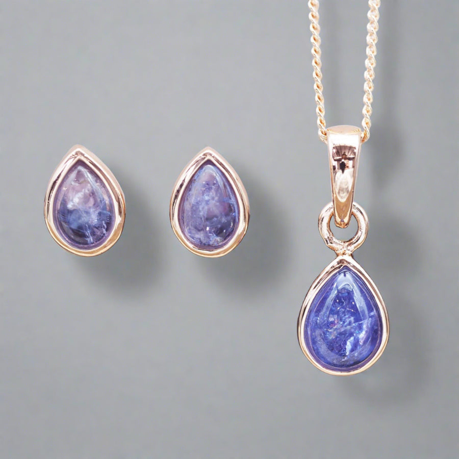 December Birthstone jewellery made with tanzanite in rose gold - womens rose gold jewellery australia