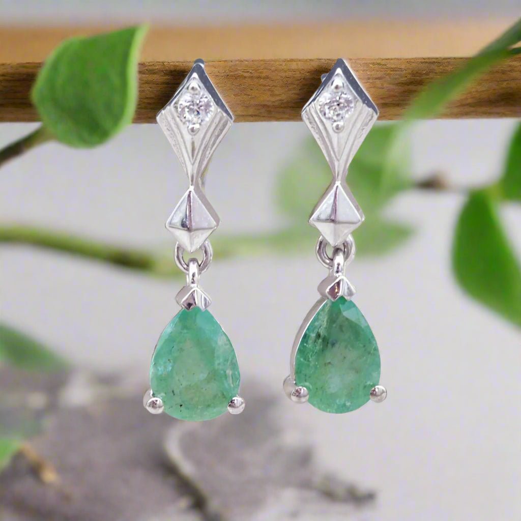 sterling silver deco emerald earrings by womens online jewellery brand indie and harper australia