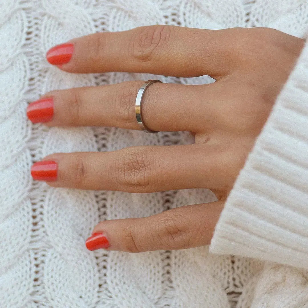 silver band Ring being worn - waterproof   jewellery australia by indie and harper
